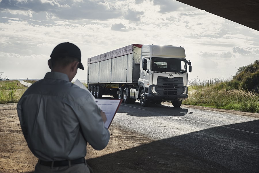 truck operator taking notes