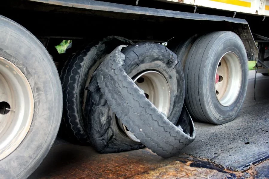 tire blowout from a truck